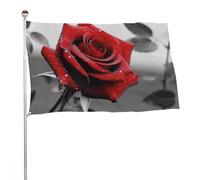 Bandiera da giardino con rosa rossa bianca e nera, 119,4 x 177,8 cm, stampa su entrambi i lati, bandiera decorativa da giardino, non sbiadisce, con occhielli in ottone, sfondo fotografico da appendere
