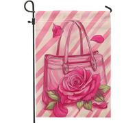 Bandiera da giardino con rose da pesca, bandiera floreale primavera ed estate, bandiera in iuta double face, decorazione romantica per prato esterno, 30,5 x 45,7 cm