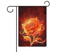 Bandiera da giardino con rose in fiamma, su entrambi i lati, 30,5 x 45,7 cm, bandiera verticale in lino, bandiere per casa durevoli per feste decorative esterne