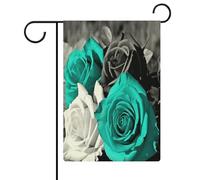 Bandiera da giardino con rose nere, bianche, grigie, rosa, per casa, prato, cartello di benvenuto, striscione su entrambi i lati, piccole bandiere personalizzate per piscina, cortile, decorazione da