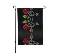 Bandiera da giardino con rose nere gotiche su entrambi i lati, 71 x 101,6 cm (leggera), vivace stampa su tutta la superficie, decorazione per cortile, giardino, terrazza o portico