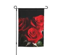 Bandiera da giardino con rose rosse, 30,5 x 45,7 cm, per primavera, estate, autunno, inverno, bandiere stagionali su entrambi i lati, bandiere per le vacanze, per esterni e interni, per decorazioni