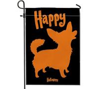 Bandiera da giardino con sagoma di cane di Halloween, decorazione per prato all'aperto, decorazione per prato all'aperto, striscione da cortile in iuta su entrambi i lati per l'autunno 30 x 45 cm