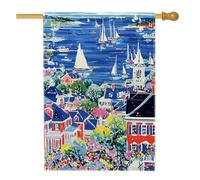 Bandiera da giardino con scena costiera, bandiera decorativa per esterni con paesaggio marino colorato, bandiera su entrambi i lati, per decorazione estiva del prato, 71 x 101 cm