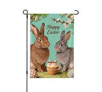 Bandiera da giardino con scena di coniglietto pasquale verde menta su entrambi i lati, 30,5 x 45,7 cm, bandiera da giardino per esterni, con disegni stagionali, decorazione per l'inaugurazione della