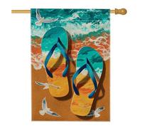 Bandiera da giardino con scena estiva, infradito colorate, striscione decorativo per la casa, bandiera a doppia faccia per esterni per cortile, festa di vacanza, decorazione per prato, 71 x 101 cm