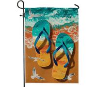 Bandiera da giardino con scena estiva, infradito colorate, striscione decorativo per la casa, bandiera a doppia faccia per esterni per cortile, festa di vacanza, decorazione per prato, 30,5 x 45,7 cm