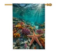 Bandiera da giardino con scena subacquea oceanica, bandiera colorata per la decorazione della casa della barriera corallina e stella marina, bandiera da giardino in iuta su entrambi i lati
