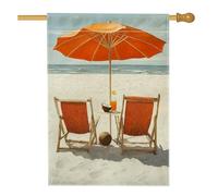 Bandiera da giardino con scena tropicale sulla spiaggia, ombrellone arancione per sedie estive per la casa, decorazione per la casa su entrambi i lati, in iuta da esterni, 71 x 101 cm