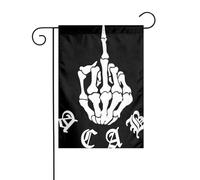Bandiera da giardino con scheletro a forma di dito medio, per esterni, patio, decorazione per feste (30,5 x 45,7 cm)