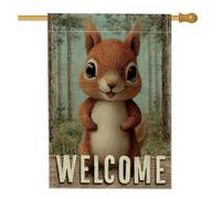 Bandiera da giardino con scoiattolo di benvenuto, striscione decorativo per esterni con simpatici animali marroni, bandiera in iuta su entrambi i lati, per autunno stagionale, decorazione per prato