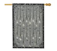 Bandiera da giardino con scopa di Halloween, striscione decorativo per strega grigia, bandiera da cortile in iuta su entrambi i lati, per decorazione esterna del prato, 71 x 101 cm