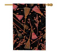 Bandiera da giardino con scopa e gatto di Halloween, striscione decorativo per la casa, bandiera da giardino in iuta su entrambi i lati, decorazione stagionale per esterni, 71 x 101 cm