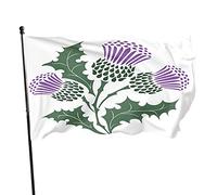 Bandiera da giardino con scozzese 3x5 FT Ramo di fiore Foglia verde Design artistico delle Highland li Poliestere Bandiere da cortile Casa Patio Prato Striscione di auguri per inter