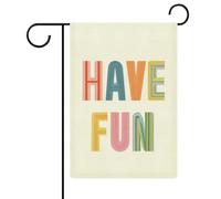 Bandiera da giardino con scritta "Have Fun" color pastello arcobaleno, bandiera minimale da giardino, festività stagionali, juta, double face, per casa, cortile, esterni, 30,5 x 45,7 cm