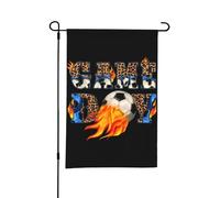 Bandiera da giardino con scritta "Leopard Game Day Soccer Football", bifacciale, piccola, adatta per esterni o per decorazioni da giardino, patio, 18x12 pollici