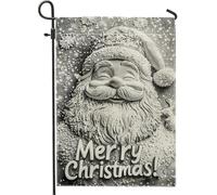 Bandiera da giardino con scritta "Merry Christmas", con Babbo Natale innevato, decorazione per esterni, double face, per vacanze invernali, decorazione natalizia per cortile, 30,5 x 45,7 cm