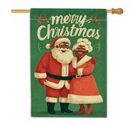 Bandiera da giardino con scritta "Merry Christmas", festone verde con Babbo Natale, decorazione per esterni su entrambi i lati, decorazione stagionale per prato per feste di Natale, 71 x 101 cm