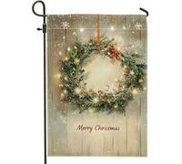Bandiera da giardino con scritta "Merry Christmas", ghirlanda per le vacanze, bandiere decorative per esterni, bandiera da cortile in iuta su entrambi i lati, per la stagione invernale, decorazione