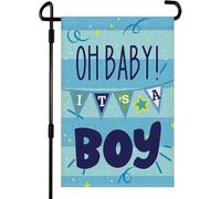 Bandiera da giardino con scritta "Oh Baby It's a Boy" su entrambi i lati, per baby shower, piccole bandiere da giardino, portico,