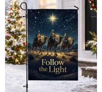 Bandiera da giardino con scritta "Religious Three Wise Men Follow The Light | Scena dei tre saggi, bandiera del prato, motivo stella guida, paesaggio desertico, decorazione religiosa per le vacanze