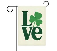 Bandiera da giardino con scritta "St. Patrick's Word Love", per vacanze stagionali, juta, double face, per casa, cortile, bandiere, 32 x 47 cm