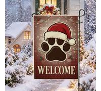 Bandiera da giardino con scritta "Welcome" di animali di Natale, 30 x 45 cm