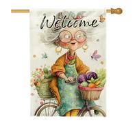 Bandiera da giardino con scritta "Welcome Spring", decorazione floreale colorata per esterni, striscione per piante su entrambi i lati, decorazione stagionale per casa e giardino, 71 x 101 cm
