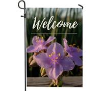 Bandiera da giardino con scritta "Welcome Spring Summer Garden Flag", decorazione per la casa e per esterni, bandiera double-face in iuta per decorazione stagionale, 30,5 x 45,7 cm