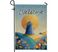 Bandiera da giardino con scritta "Welcome Winnowing", striscione decorativo per la casa, decorazione per la casa con paesaggio floreale colorato, bandiera da giardino su entrambi i lati, per primavera