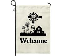 Bandiera da giardino con scritta "Welcome Winnowing", striscione decorativo per la casa in stile fattoria, bandiera double-face in iuta per esterni, decorazione per prato, saluto stagionale, 30,5 x