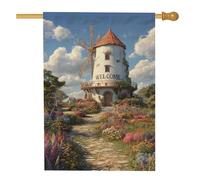 Bandiera da giardino con scritta "Welcome Winnowing", striscione di benvenuto floreale colorato per la primavera e l'estate, decorazione da esterno in iuta su entrambi i lati, perfetta per