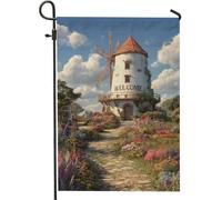 Bandiera da giardino con scritta "Welcome Winnowing", striscione di benvenuto floreale colorato per la primavera e l'estate, decorazione da esterno in iuta su entrambi i lati, perfetta per