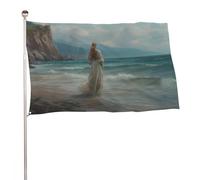 Bandiera da giardino con scritta "Woman Alone Standing on Beach 3x5 Ft Outdoor Garden Flags Banner Decor Per Cortile Portico Prato Fattoria