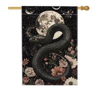 Bandiera da giardino con serpente e cielo notturno, striscione decorativo floreale per la casa, bandiera a doppio lato, per Halloween, decorazione per prato all'aperto, 71 x 101 cm