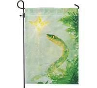 Bandiera da giardino con serpente verde, bandiera decorativa per esterni stellata, bandiera da cortile double face, per primavera ed estate, decorazione per terrazze ispirata alla natura, 30,5 x 45,7