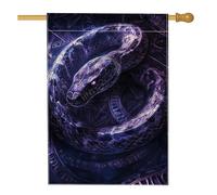 Bandiera da giardino con serpente viola mistico, striscione fantasy a serpente da cortile, in iuta su entrambi i lati, decorazione per la casa per l'autunno, decorazione per prato all'aperto, 71 x 101