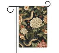 Bandiera da giardino con serpenti con crisantemi peonie bandiere da giardino stagionali in tela da imballaggio su entrambi i lati, 30,5 x 45,7 cm
