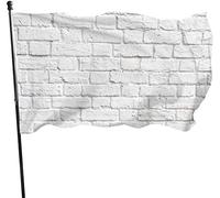 Bandiera da giardino con sfondo bianco muro di mattoni estetica per esterni, bandiera da cortile 3 x 5 piedi decorazioni per la casa all'aperto