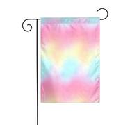 Bandiera da giardino con sfumature di colore rosa, giallo, blu, 30 x 45 cm, verticale, double face, per fattoria, vacanze, decorazioni esterne