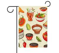 Bandiera da giardino con simboli della salsa messicana su entrambi i lati, 30,5 x 45,7 cm, bandiera verticale in lino, bandiere per casa durevoli per feste decorative all'aperto