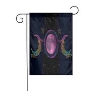 Bandiera da giardino con simbolo del pentagramma Wiccan della dea della triplice luna, per esterni, patio, atmosfera da festa (30,5 x 45,7 cm)