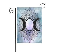 Bandiera da giardino con simbolo del pentagramma Wiccan della dea della triplice luna, per esterni, patio, atmosfera da festa (30,5 x 45,7 cm)