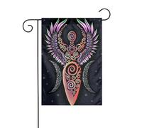 Bandiera da giardino con simbolo del pentagramma Wiccan della dea della triplice luna, per esterni, patio, atmosfera da festa (30,5 x 45,7 cm)