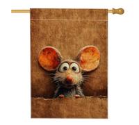 Bandiera da giardino con simpatico topo, bandiera decorativa per la casa con animali marroni, bandiera da cortile in iuta su entrambi i lati per decorazione esterna del prato, perfetta per feste