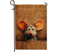 Bandiera da giardino con simpatico topo, bandiera decorativa per la casa con animali marroni, bandiera da cortile in iuta su entrambi i lati per decorazione esterna del prato, perfetta per feste