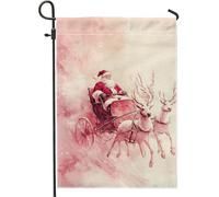 Bandiera da giardino con slitta di Babbo Natale, bandiere decorative per le vacanze, bandiera su entrambi i lati per esterni in iuta per feste invernali, cartello natalizio per esterni, patio, prato