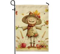 Bandiera da giardino con spaventapasseri autunnale, bandiera decorativa per esterni, motivo fantasia, per esterni, in iuta su entrambi i lati, decorazione per il prato, 30,5 x 45,7 cm