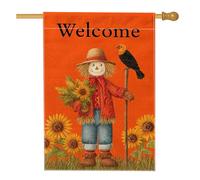 Bandiera da giardino con spaventapasseri autunnale, striscione decorativo per la casa con girasole arancione, bandiera su entrambi i lati, decorazione per esterni per il Ringraziamento, 71 x 101 cm