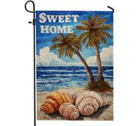 Bandiera da giardino con spiaggia costiera, decorazione per albero di palma blu oceano, decorazione stagionale per esterni, decorazione per la casa su entrambi i lati, perfetta per feste estive, 30,5